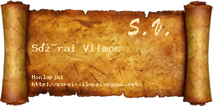 Sárai Vilmos névjegykártya
